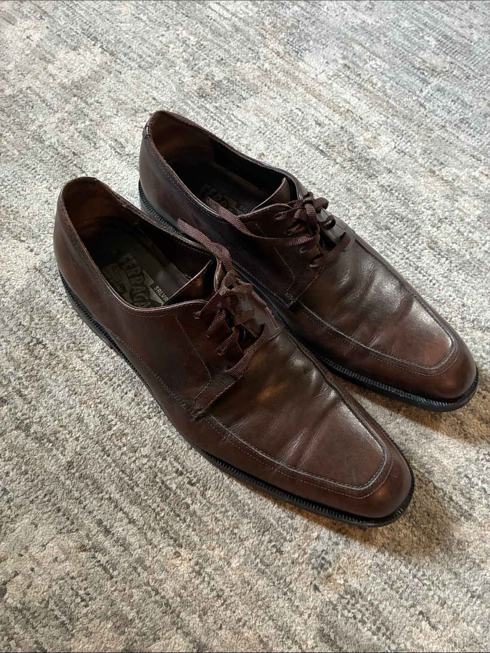 Salvatore Ferragamo Brown Leather Men's Lace-Up Dress Shoes - size 8.5